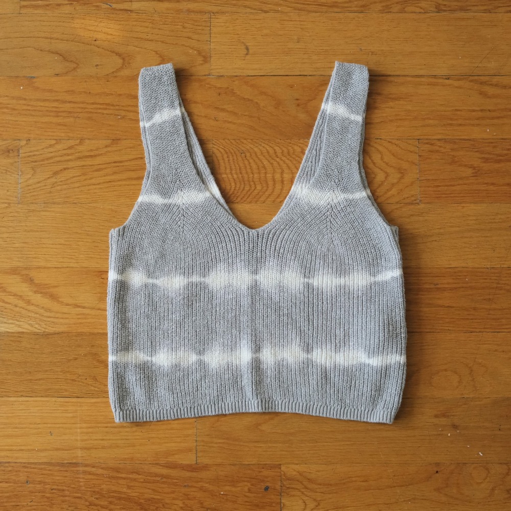 Madewell Sweater Tank Womens Gray Tie Dye Ribbed Knit V-Neck Boho Small 2590
